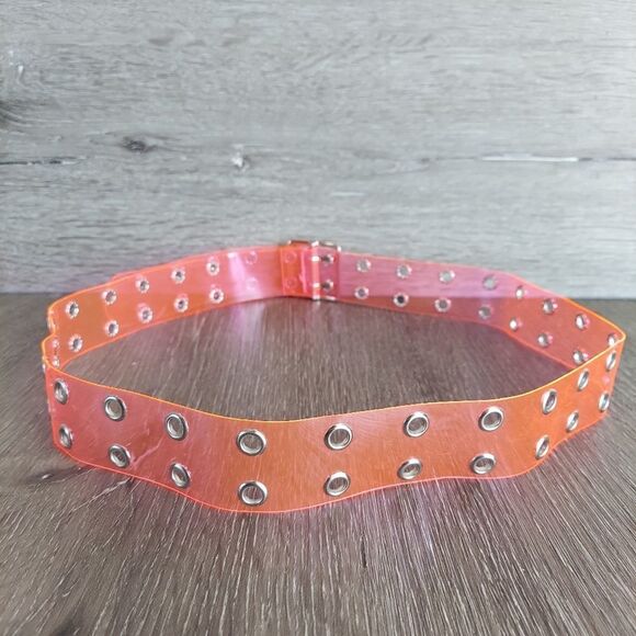 Clear Grommet Belt in Pink 40.5" Long - Picture 2 of 5